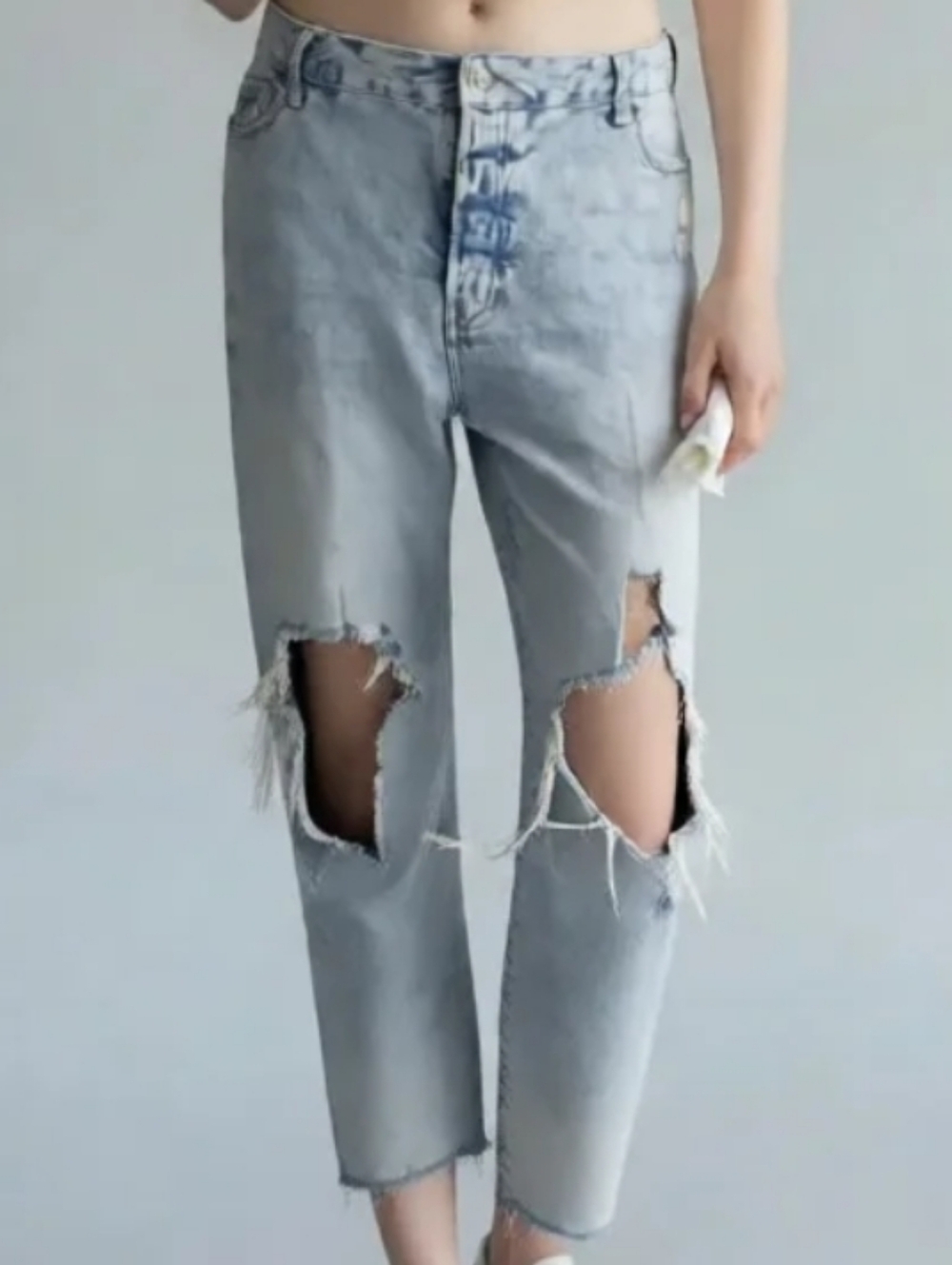 Old Navy Light Wash O.G. Straight High Rise Distressed Jeans